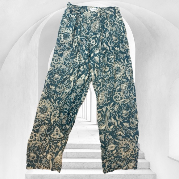 Vintage Linen Giorgio Armani Le Collezioni green floral paisley high rise pants - Picture 4 of 5